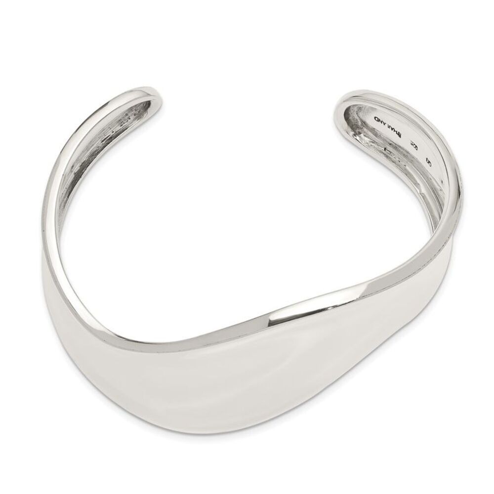 Kazi Luxury Sterling Silver Wave Cuff Bangle - image 2